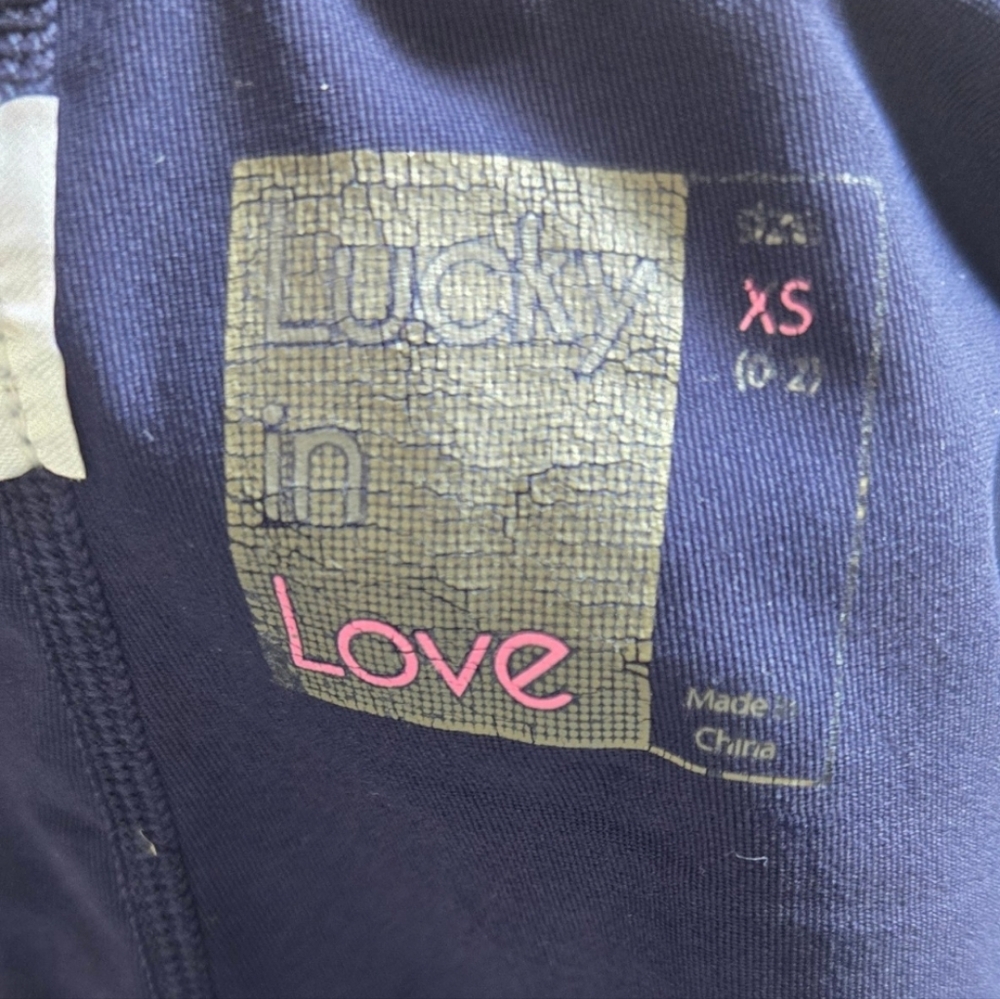 Lucky In Love Navy Blue Embroidered Pleated Tiered Athletic Mini Skirt, S XS #59 - Picture 5 of 7